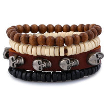 Load image into Gallery viewer, Punk Rock Skull Charm Bracelet Set